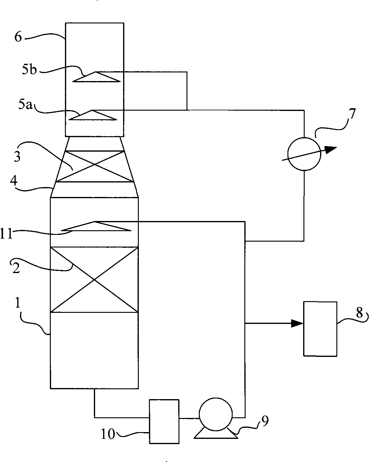 Method for improving exhaust air recovery tower efficiency and exhaust air recovery tower