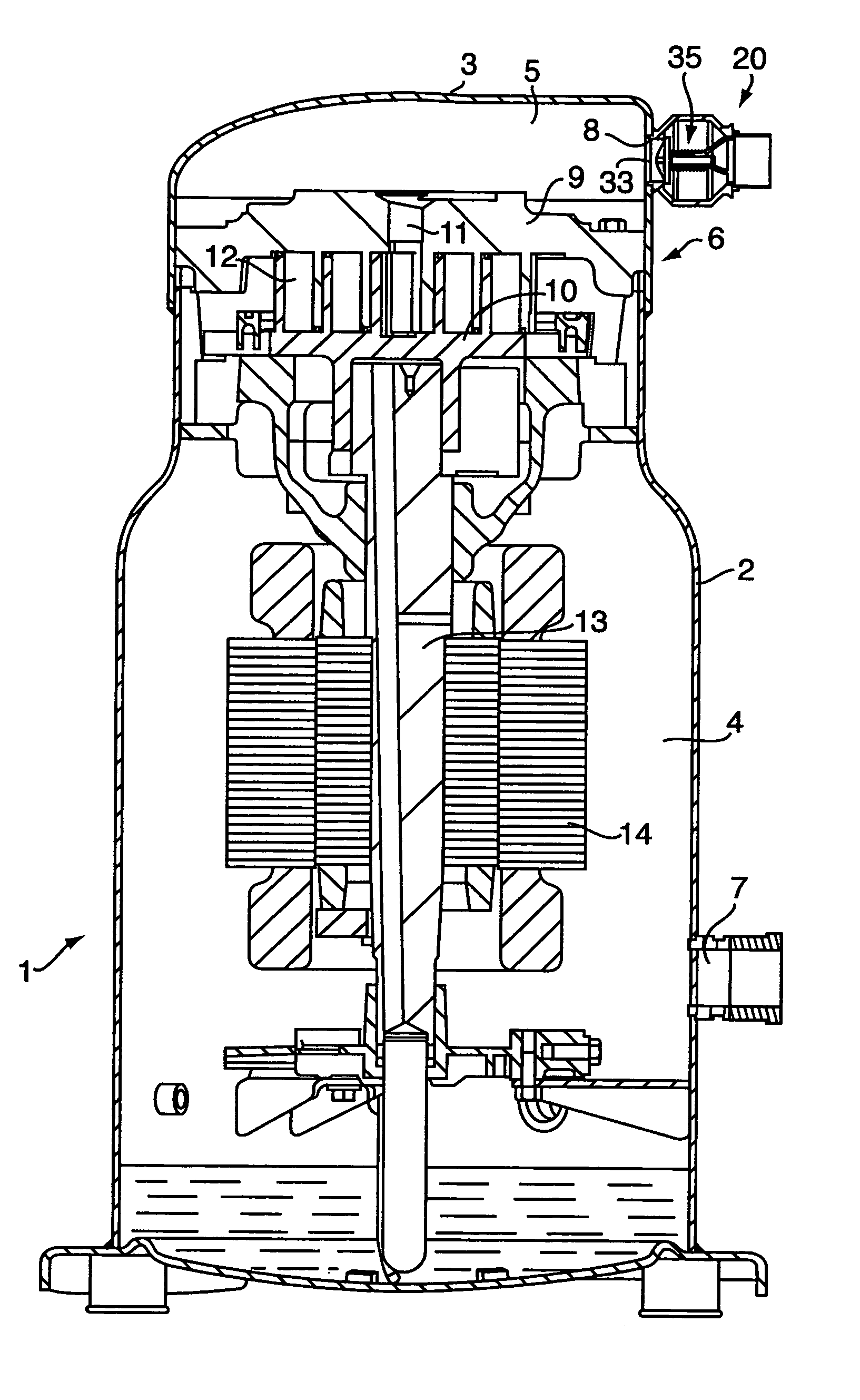 Discharge check valve assembly for use with hermetic scroll compressor