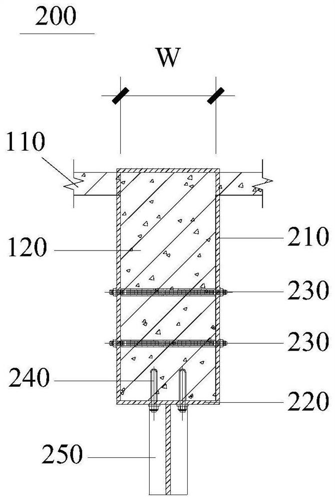 Connecting device and method for connecting joint of buckling restrained brace and existing concrete beam