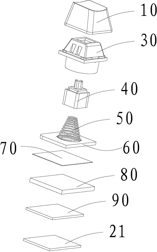 Mechanical key, keyboard with same and method for assembling keyboard