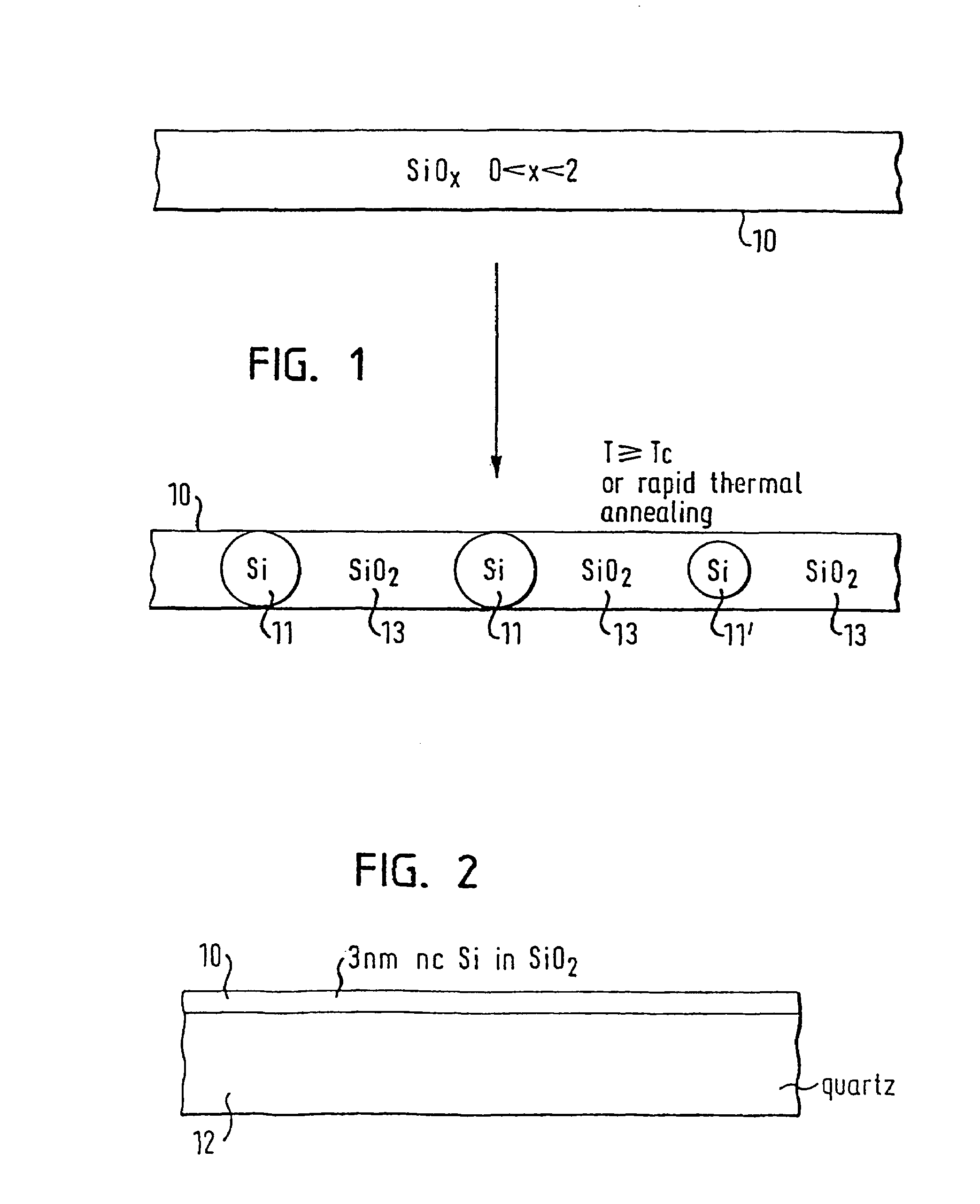 Method of manufacturing a semiconductor structure comprising clusters and/or nanocrystal of silicon and a semiconductor structure of this kind