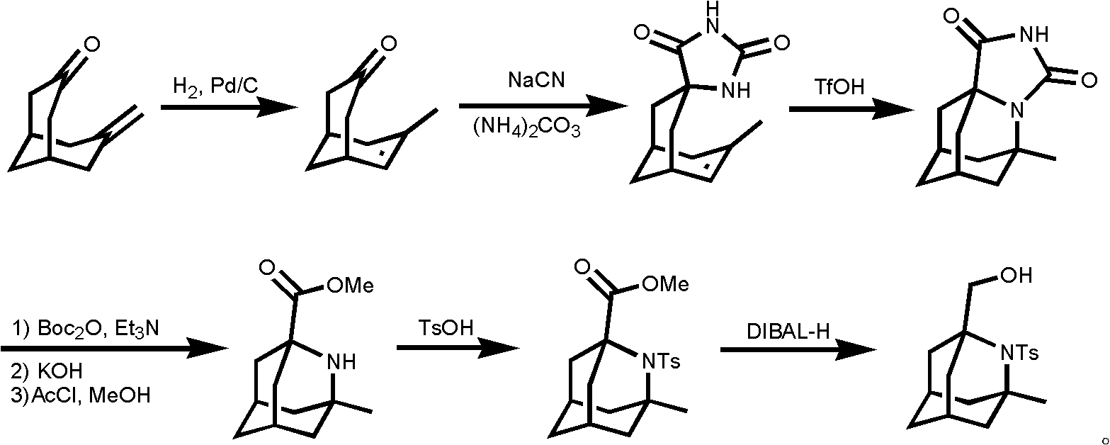 Method for synthesizing 1-hydroxymethyl-2-aza adamantane and derivatives thereof