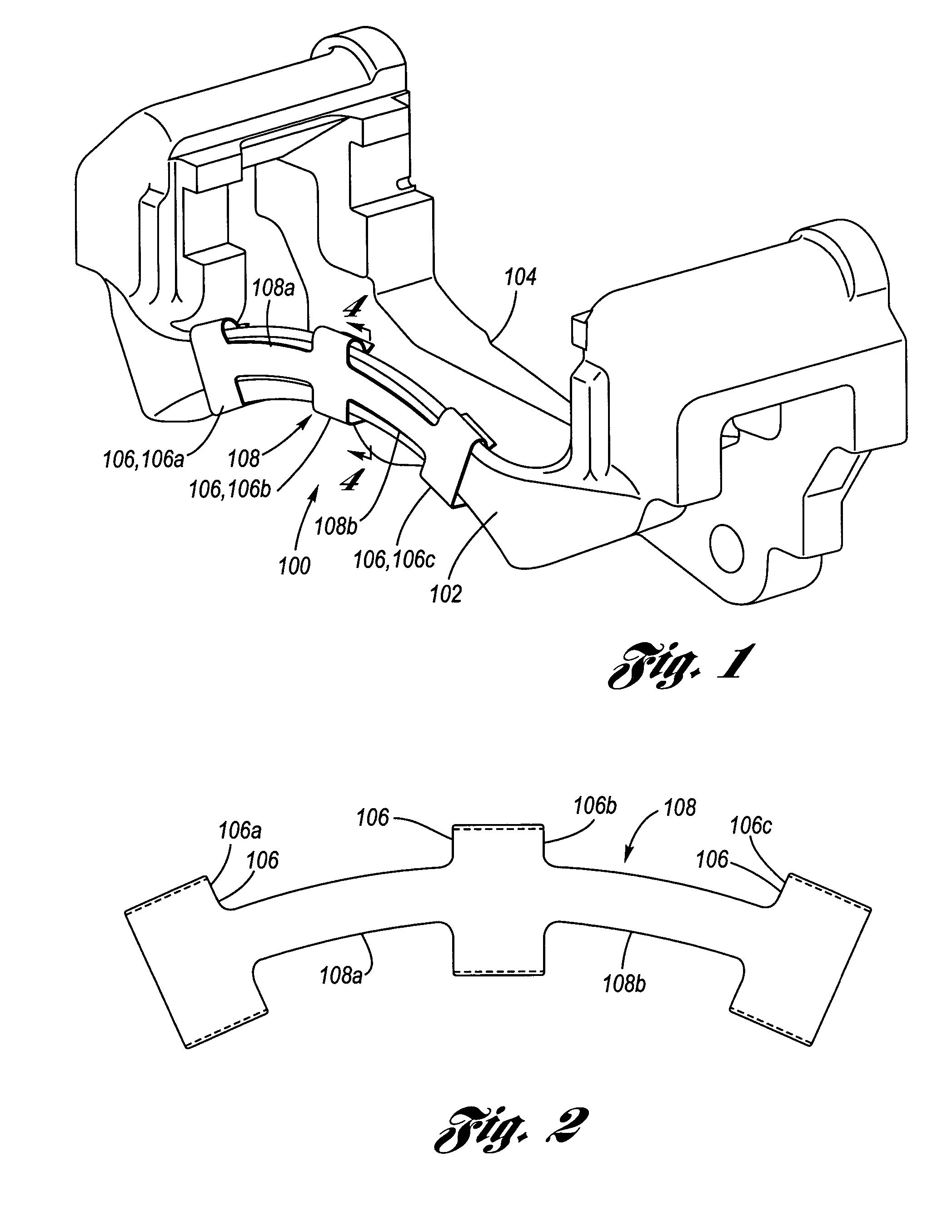 Coulomb friction damped disc brake caliper bracket