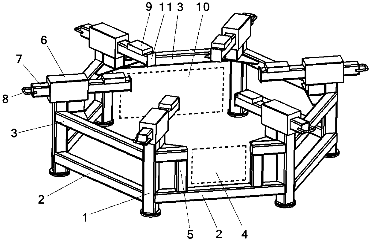 A large transformer coil placement frame