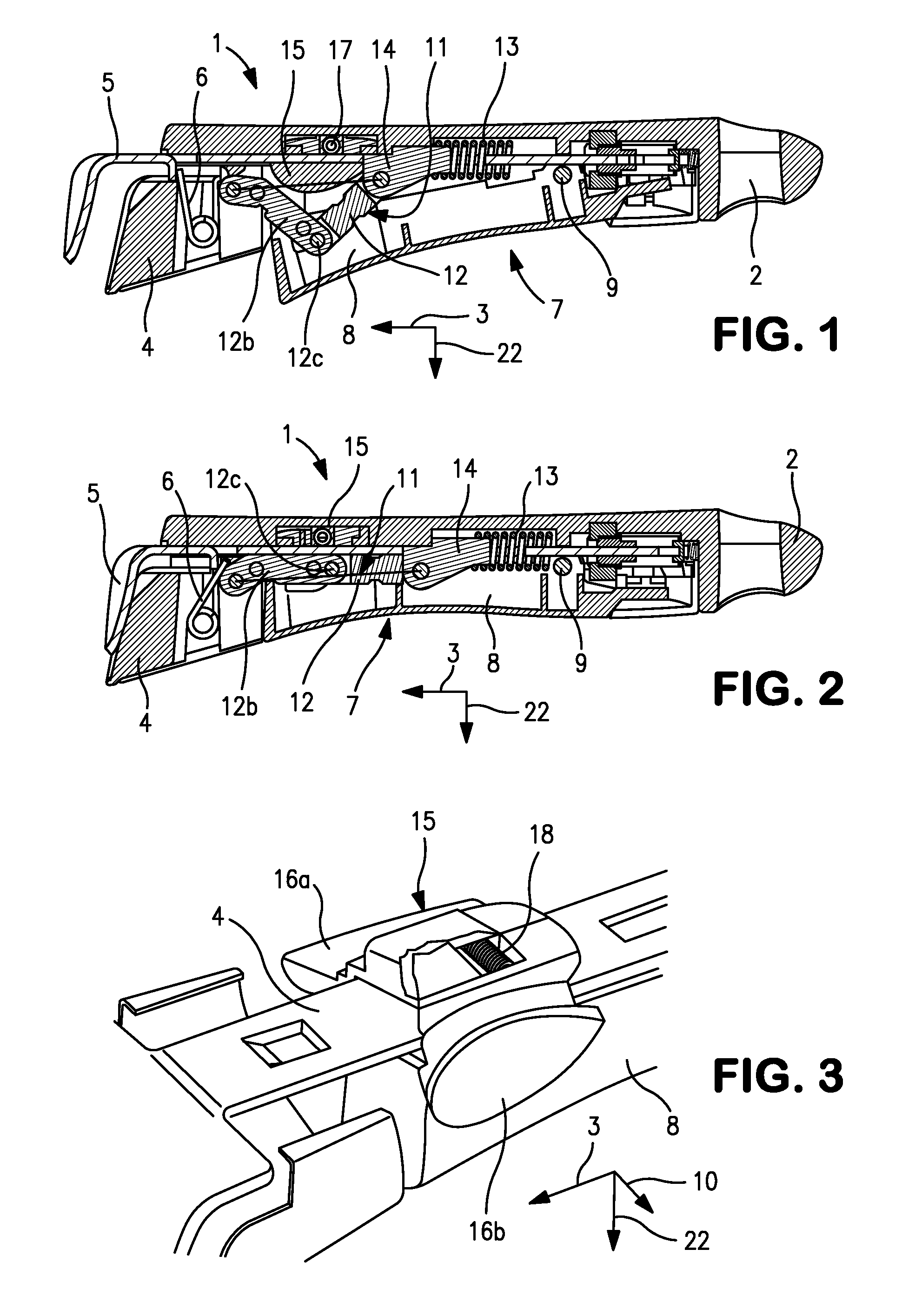 Detachable grip device having activation buttons for opening jaw-forming elements
