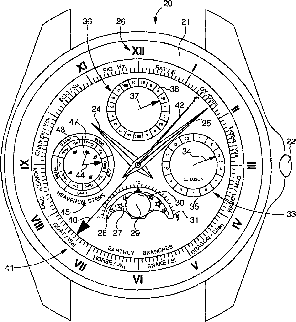 Timepiece comprising a mechanical chinese calendar