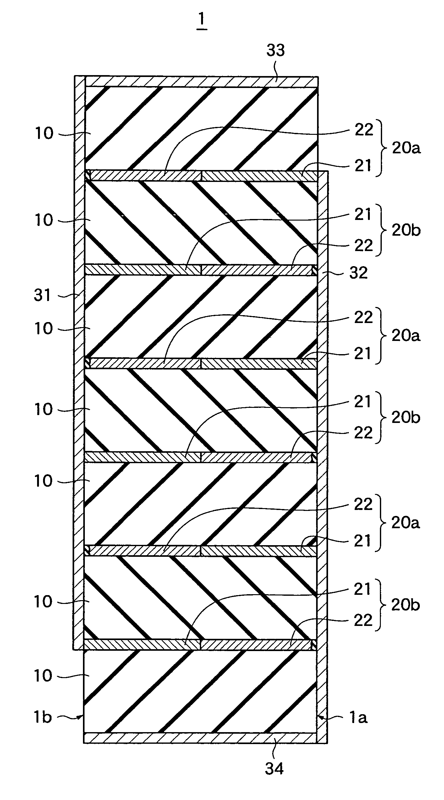 Laminated structure, method of manufacturing the same and ultrasonic transducer array