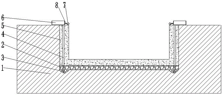 Basement ground construction maintenance drainage structure of large building and method for constructing basement concrete layer