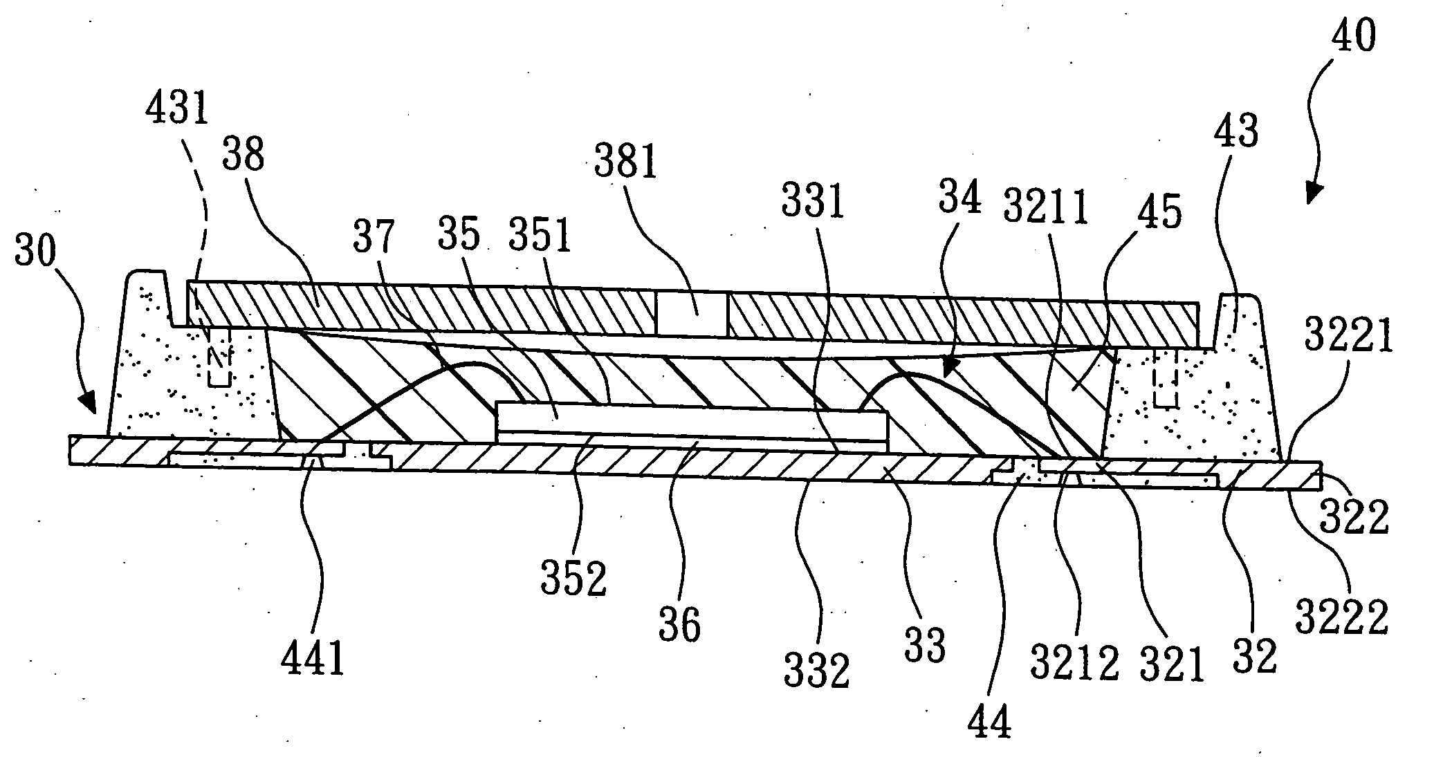 Package structure having recession portion on the surface thereof and method of making the same