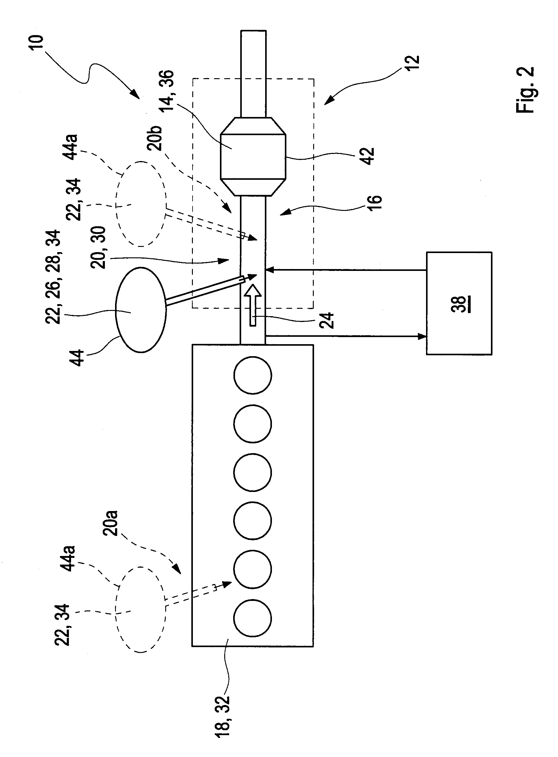 Exhaust aftertreatment system where an activator material is added to the reductant fed to the catalytic converter