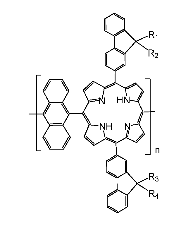 Copolymer containing fluorenylporphyrin-anthracene, preparation method and application thereof