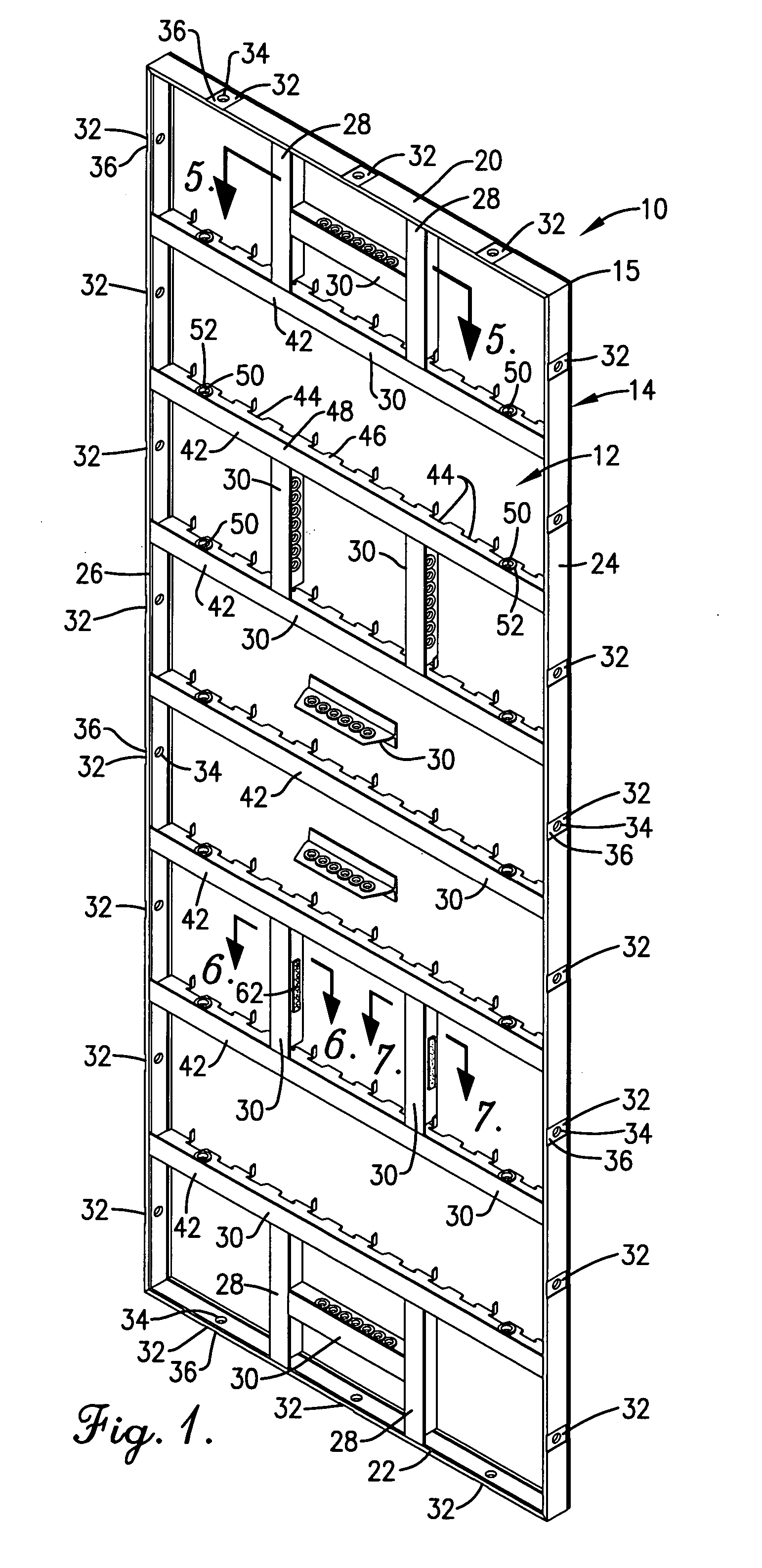 Concrete forming panel having built-in retaining structure for storing loose coupling parts