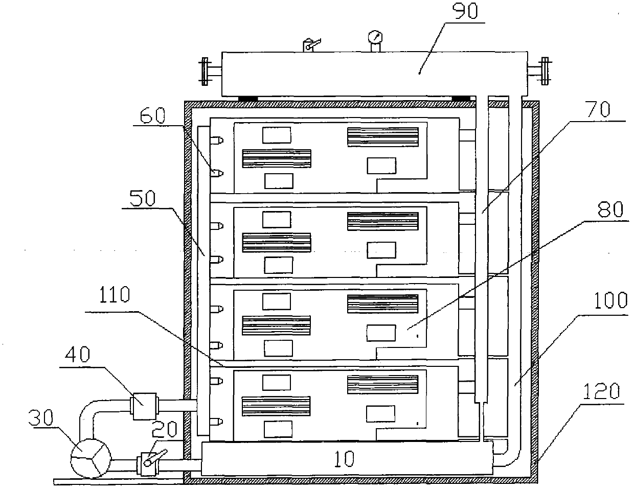 Spray-type evaporative cooling and circulating system of heating device