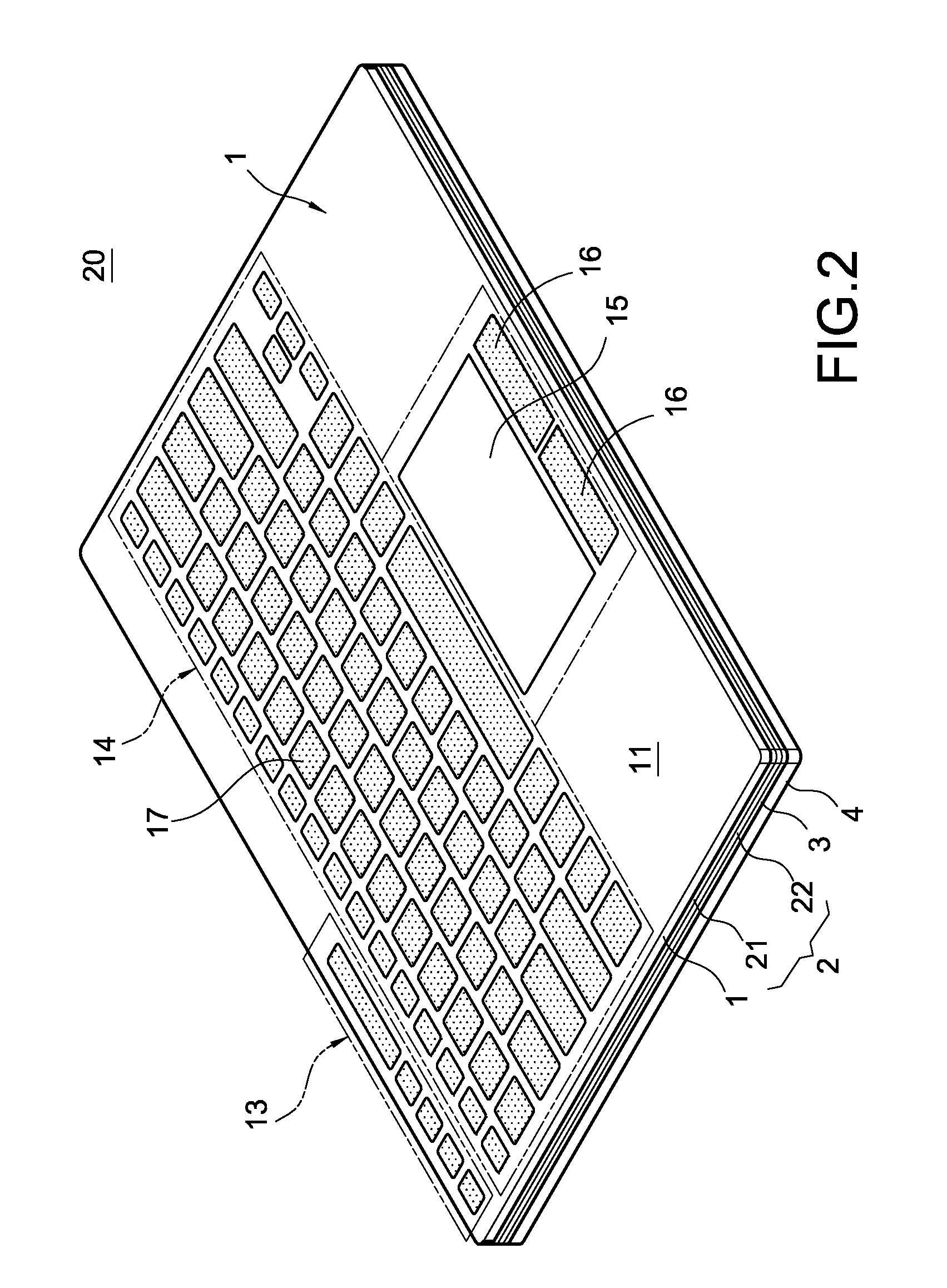 Membrane touch keyboard structure for notebook computers