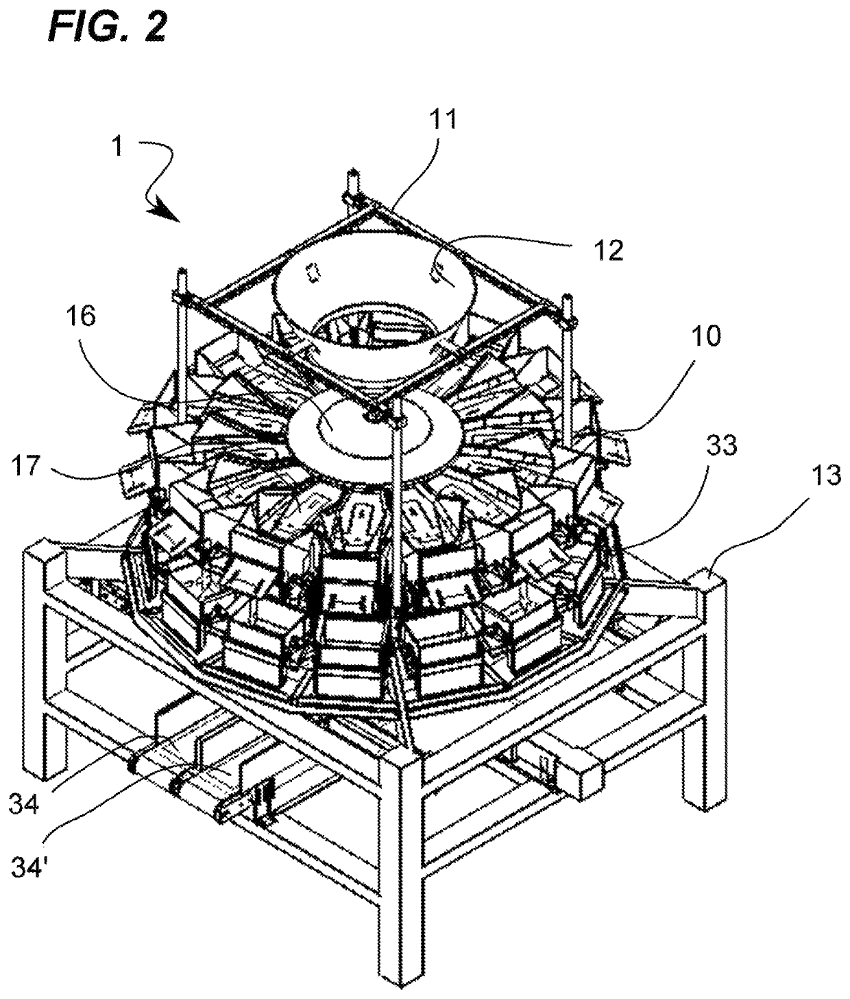 Weighing machine for products in a packaging assembly