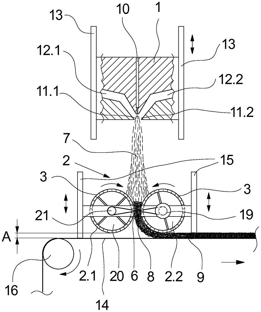 Method and apparatus for meltblowing, forming and laying up finite fibers into fibrous nonwovens