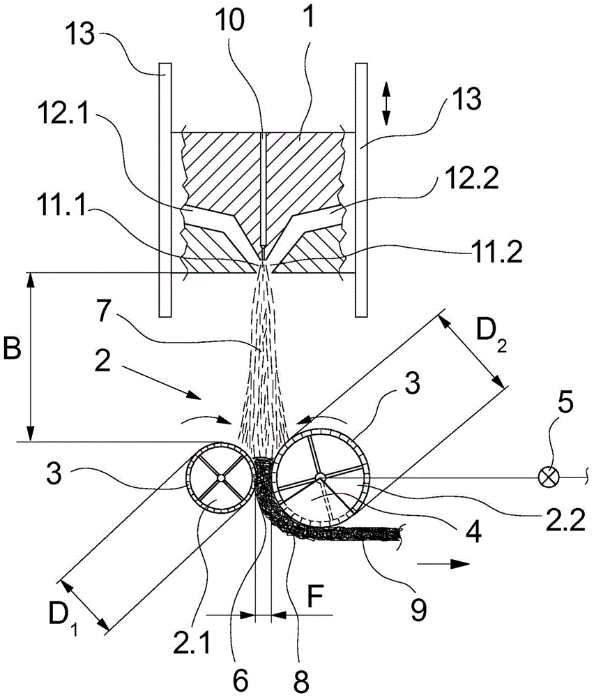 Method and apparatus for meltblowing, forming and laying up finite fibers into fibrous nonwovens