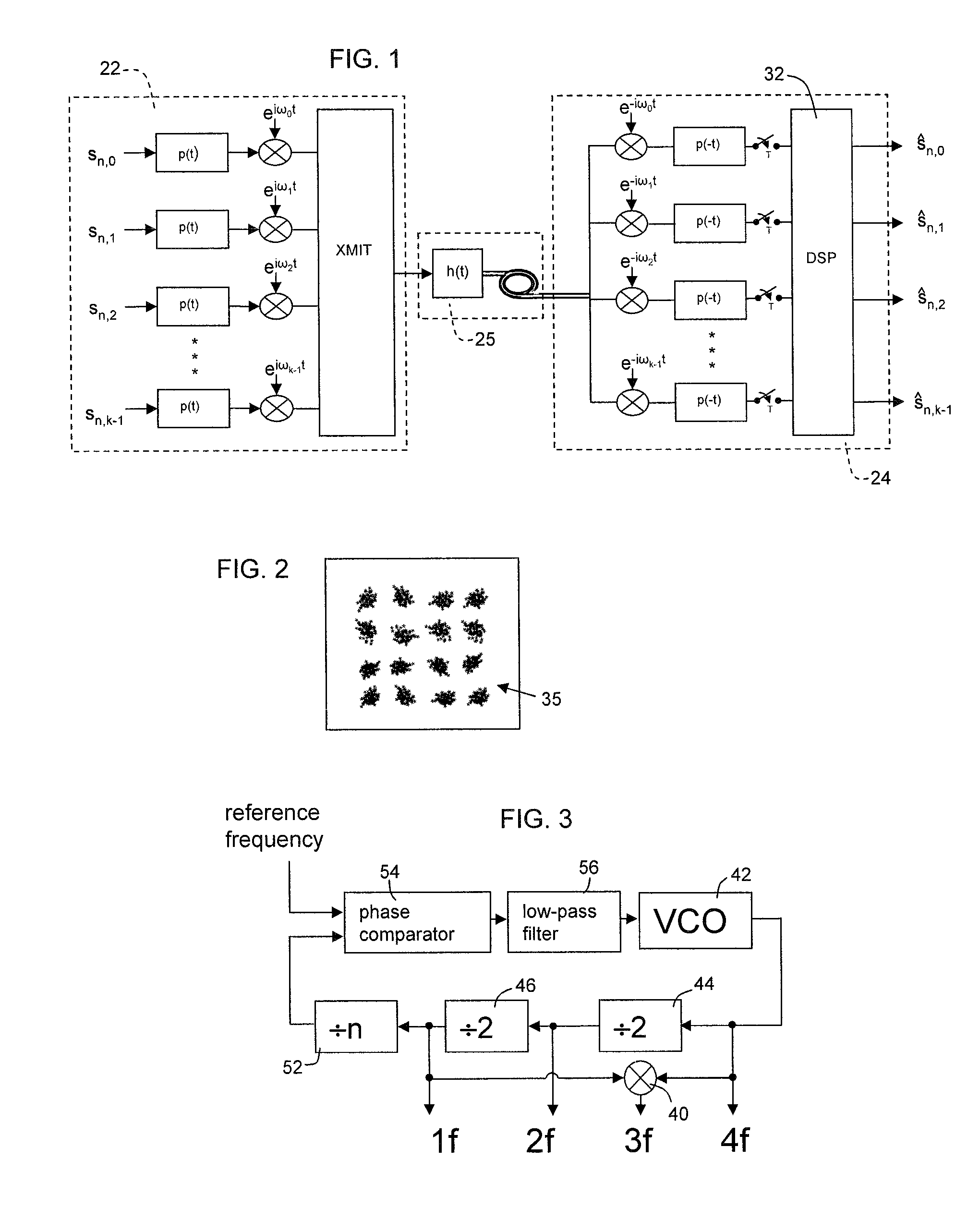 Multiple frequency generator for quadrature amplitude modulated communications