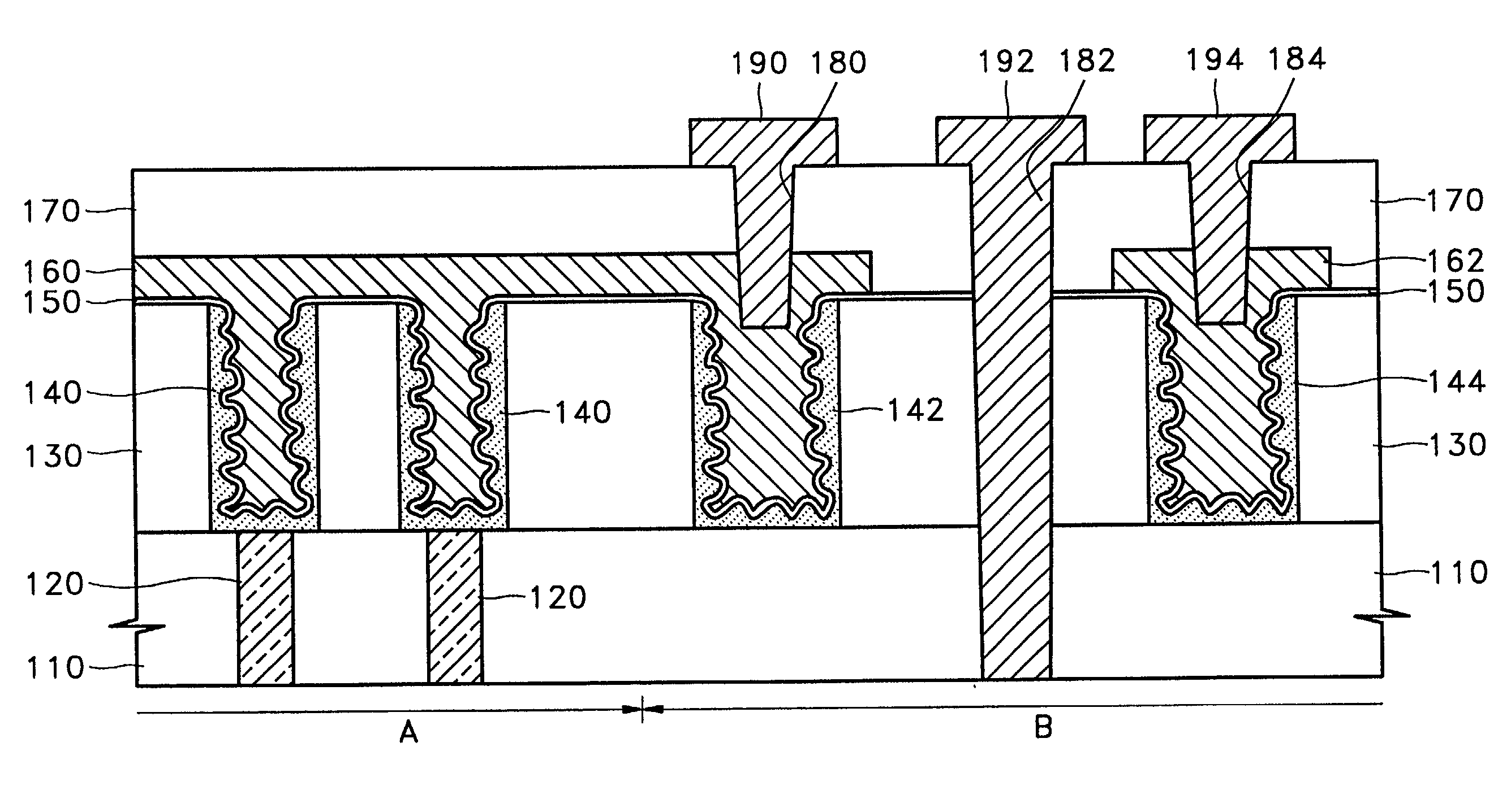Contact structure with a lower interconnection having t-shaped portion in cross section and method for forming the same