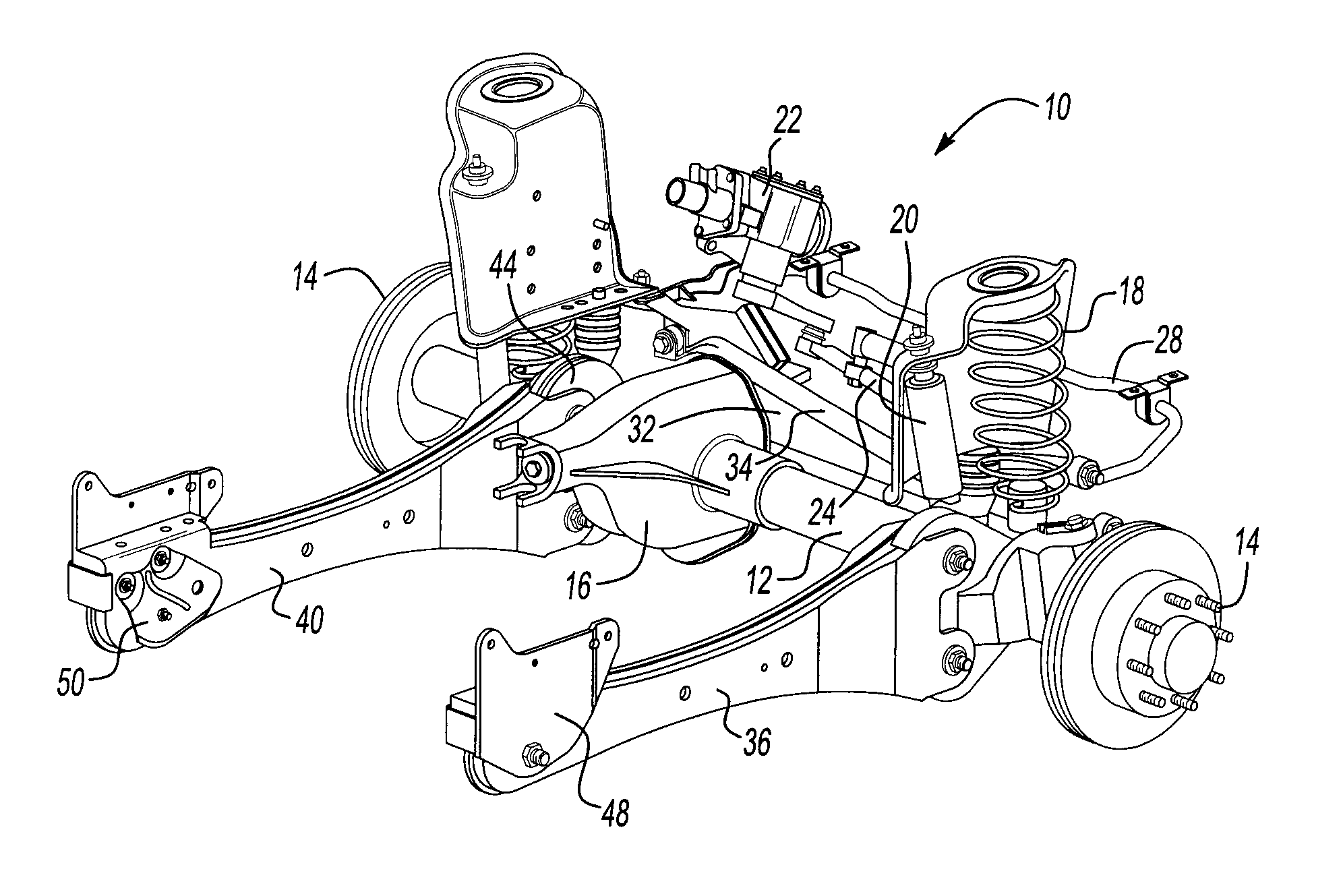Vehicle suspension with improved radius arm to axle attachment