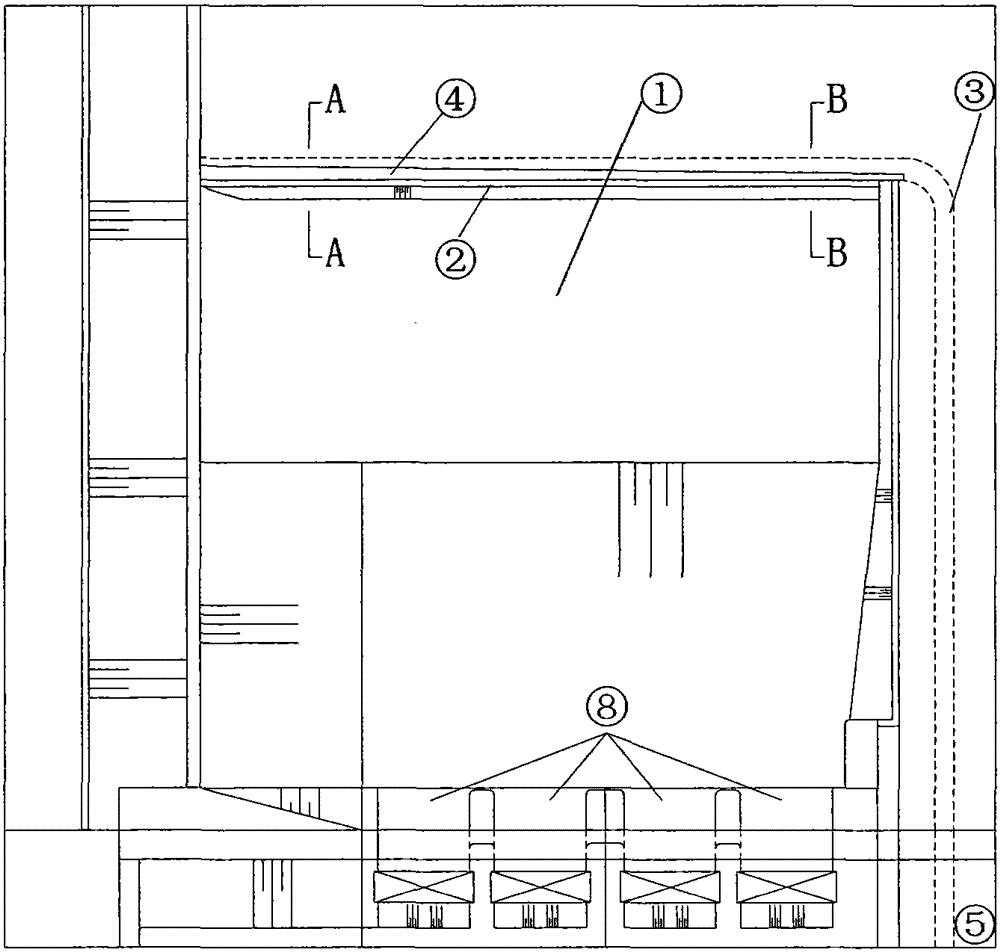 A sediment discharge system for the water inlet of a low-head riverbed-type pivotal power station