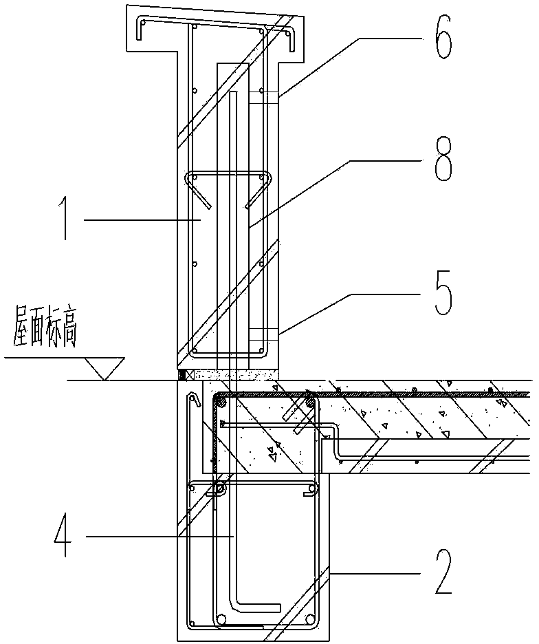 Connection structure of steel bars of prefabricated parapet