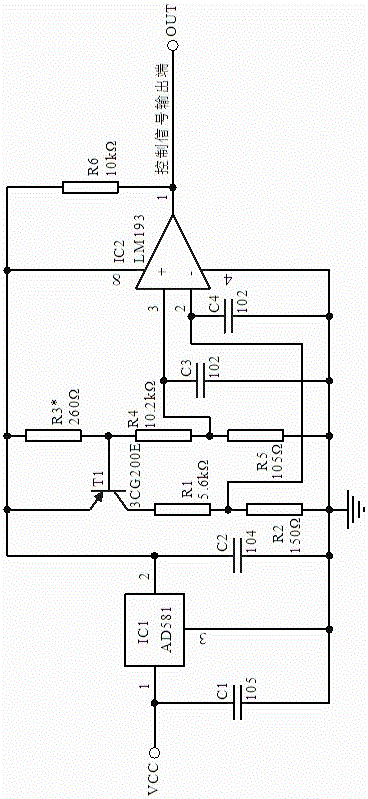 Overheating protection circuit based on p-n junction forward voltage drop temperature characteristic
