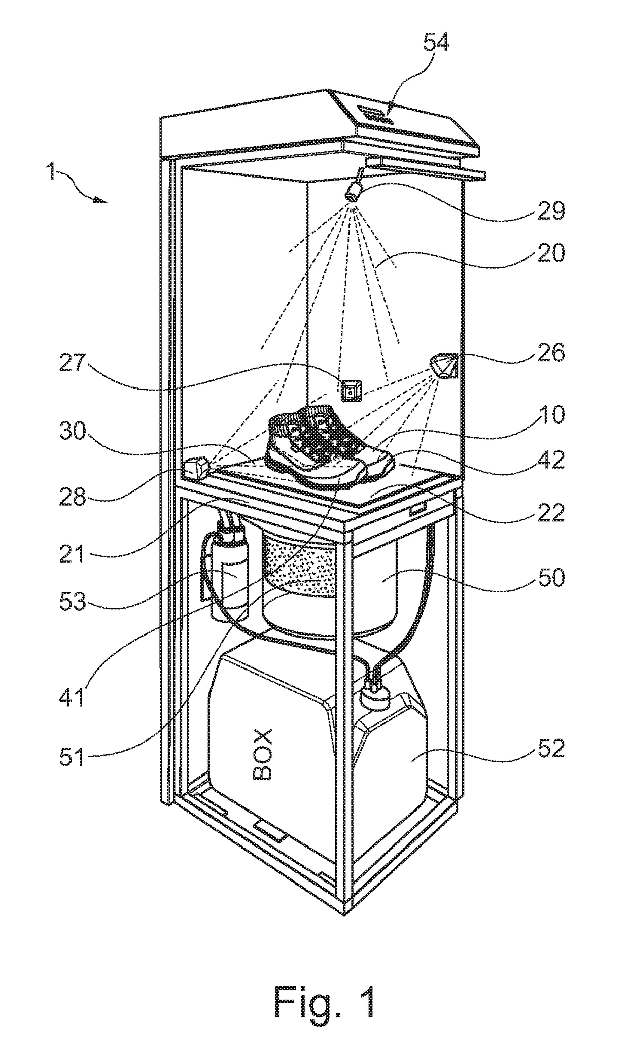 Apparatus and method for applying an impregnating agent onto surfaces of items, in particular footwear