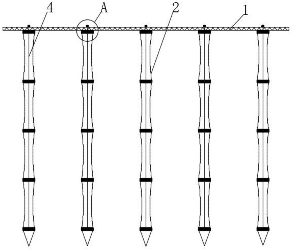 A bamboo-like plastic soil-buried auxiliary degradation net