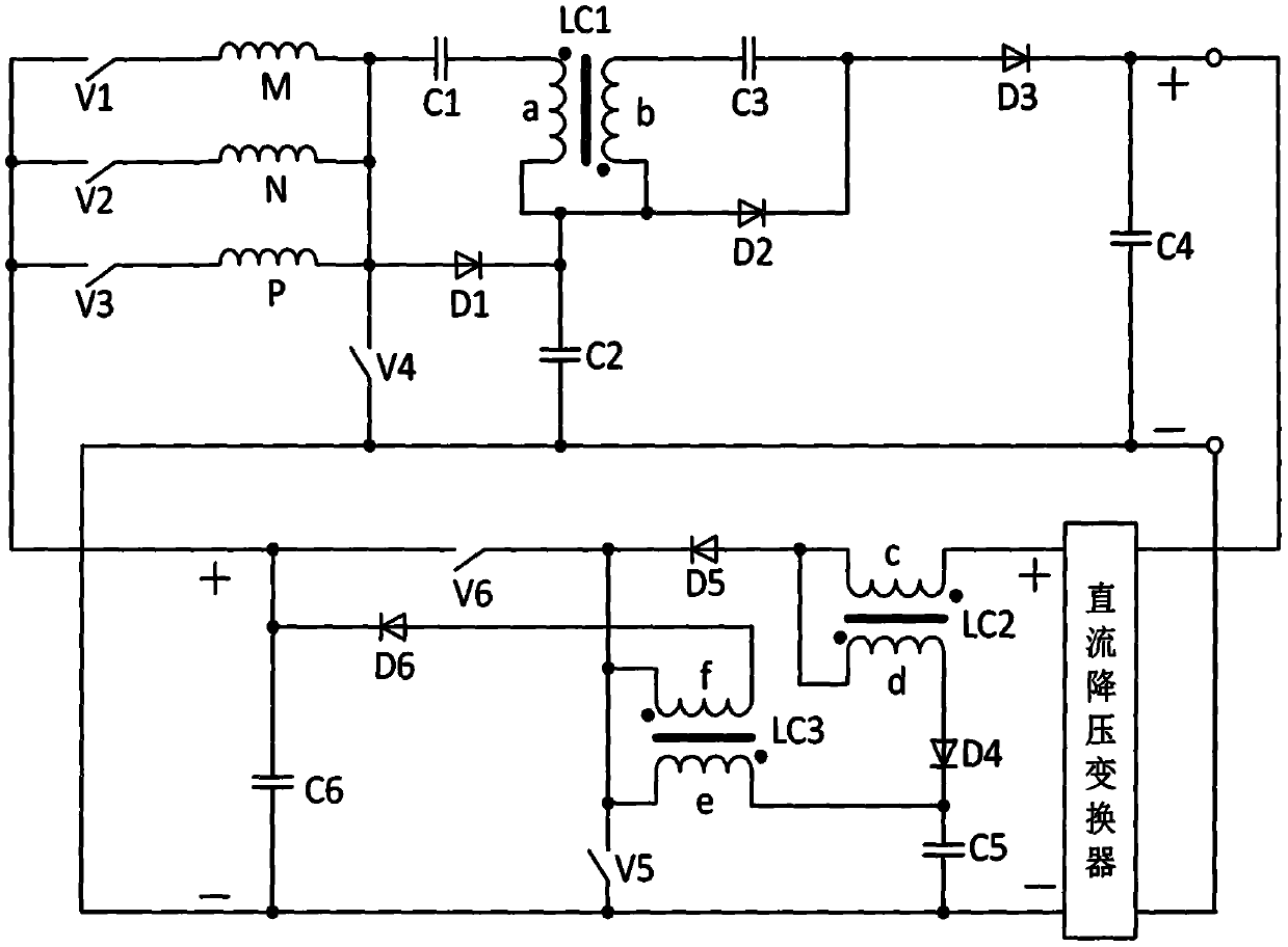 Direct-boosting variable-excitation LC few-switching-tube switched reluctance generator converter system
