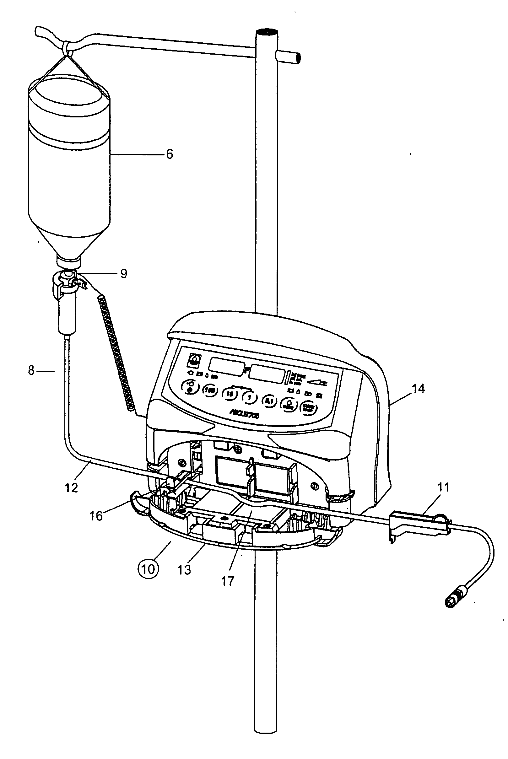 Arrangement for the coupling of an intravenous tube with infusion pump