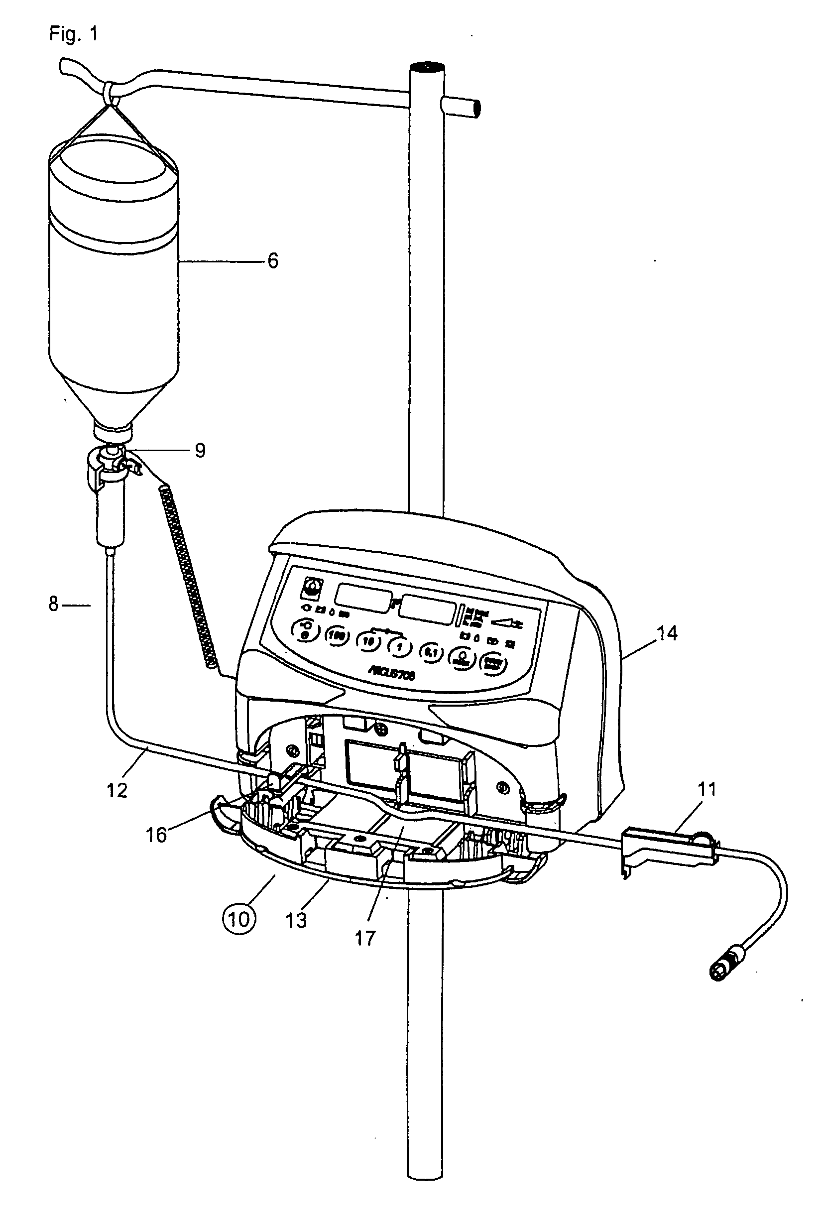 Arrangement for the coupling of an intravenous tube with infusion pump