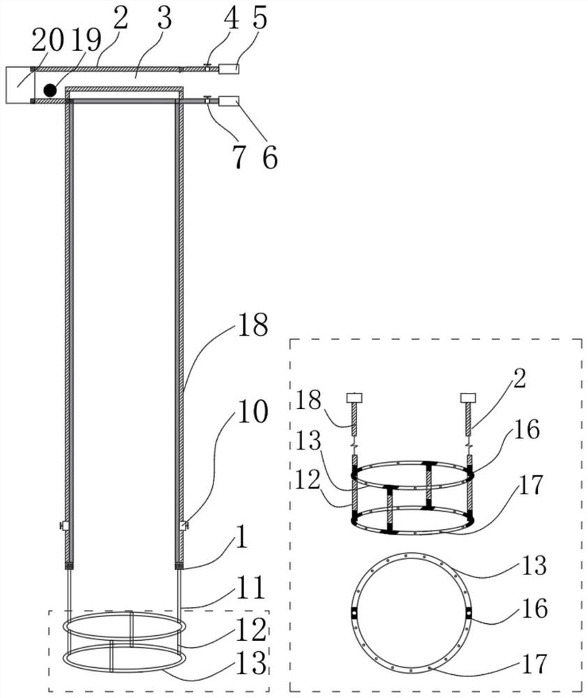Vacuum grouting device for cast-in-situ bored pile and construction method