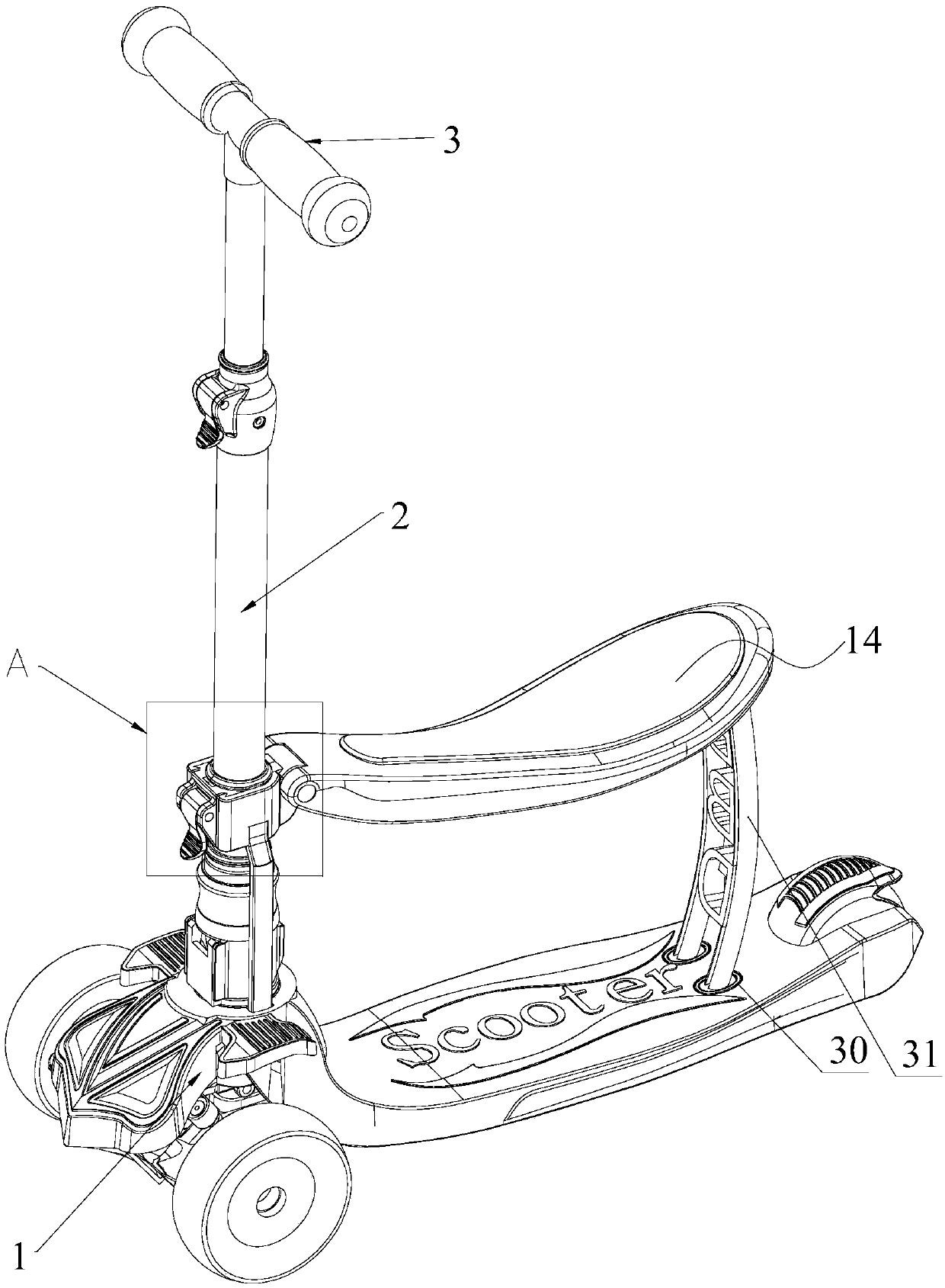 Steering mechanism of scooter and scooter