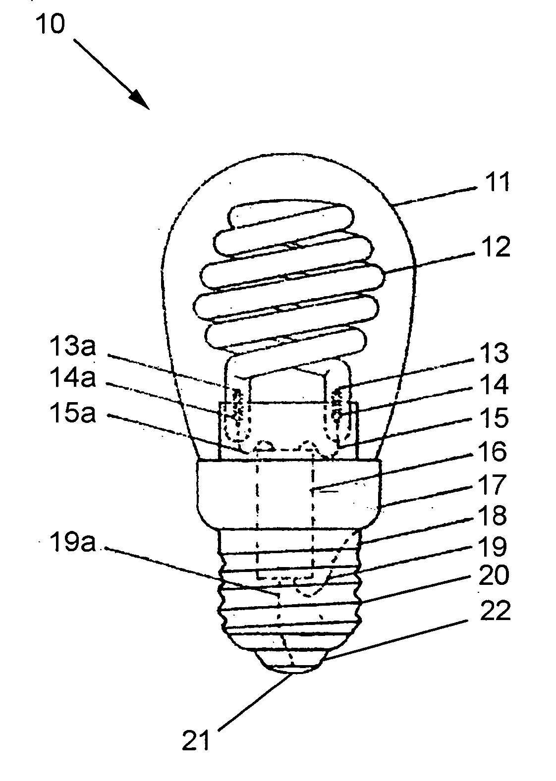 Spiral cold cathode fluorescent lamp