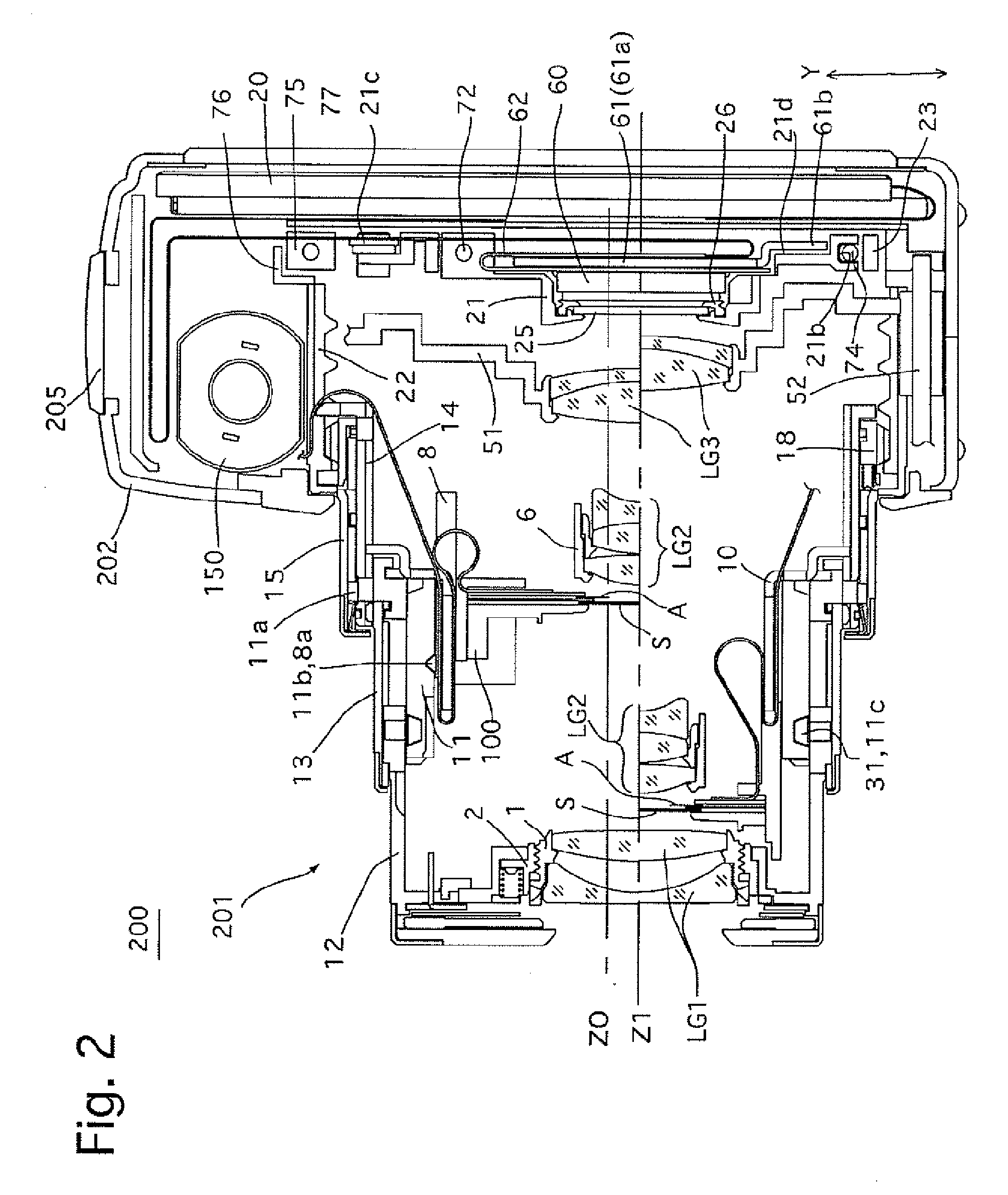 Inclination angle adjusting mechanism for image pickup device