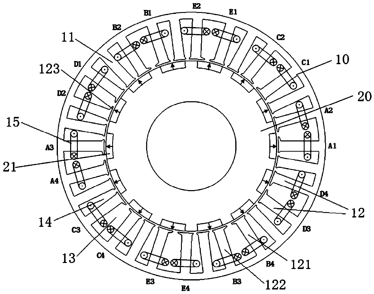 Permanent magnet fault-tolerant motor based on alternate tooth winding ...