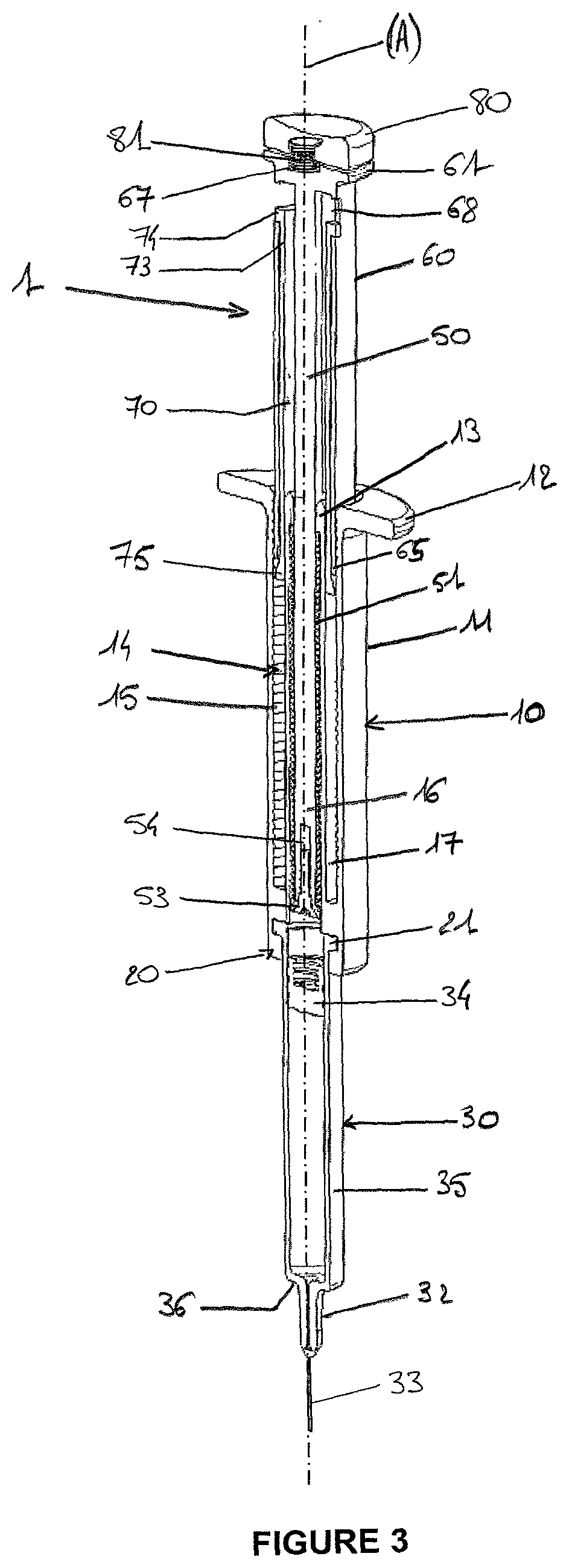Assisted Injection Device for Selectively Injecting a Composition Contained in a Medical Container