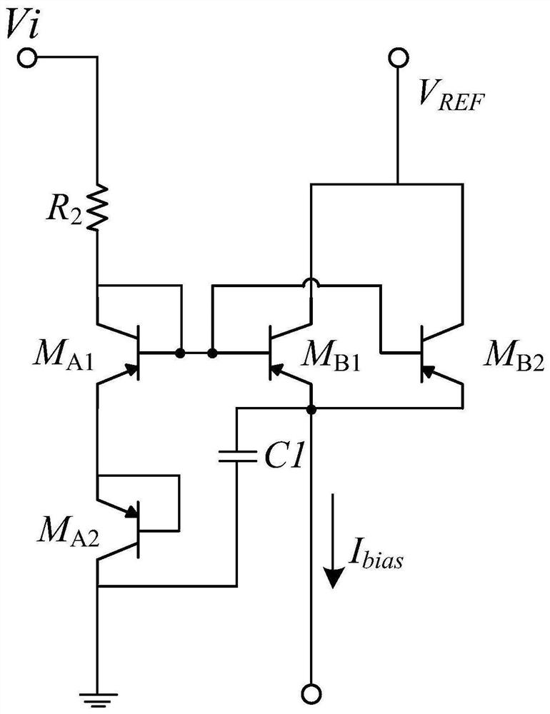 Power amplifier chip biasing circuit based on GaAs HBT process