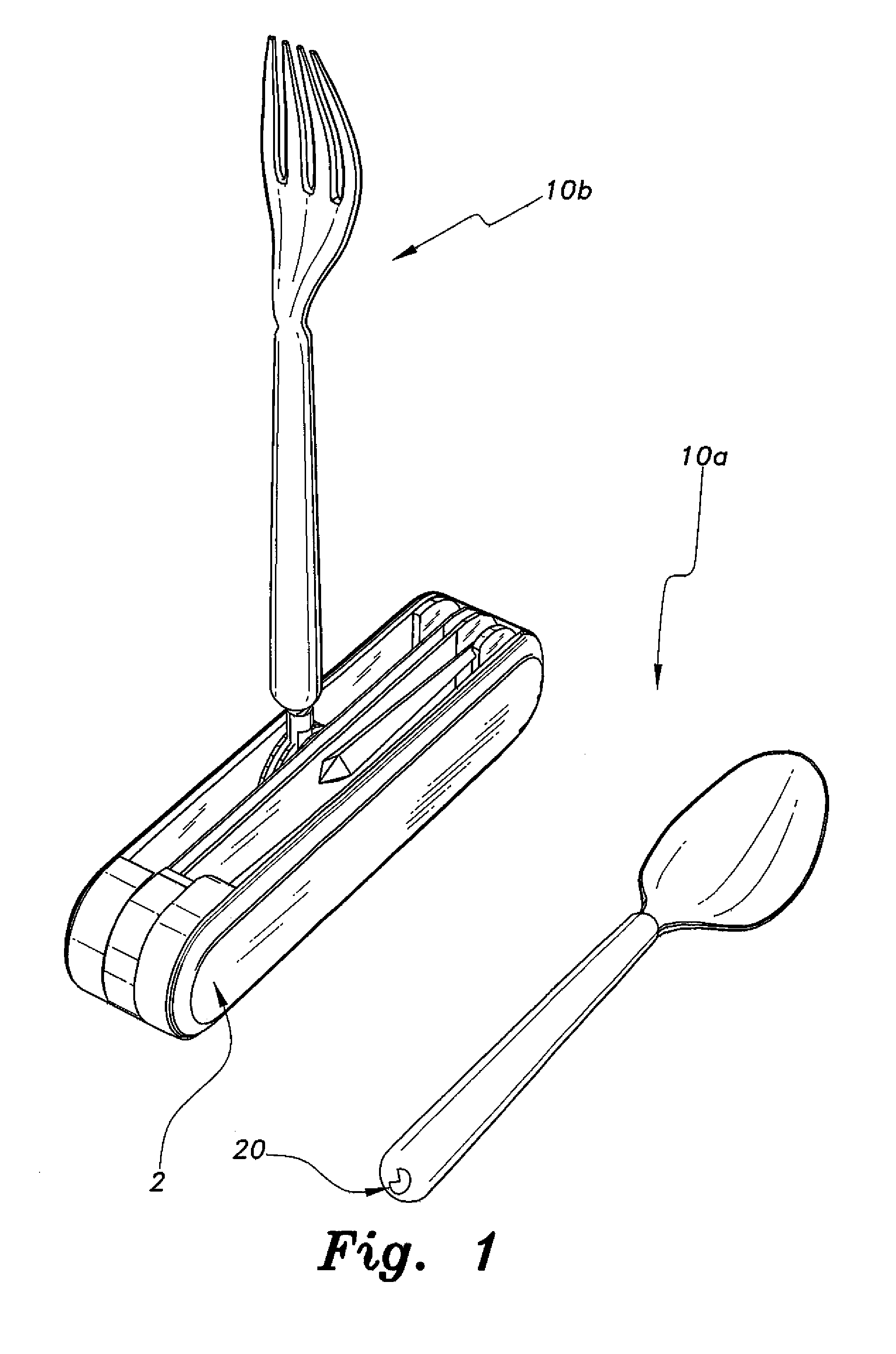 Utensil attachments for portable knife assembly