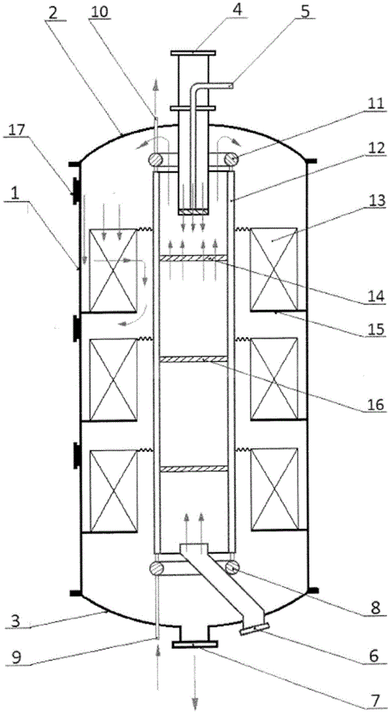 Multi-section indirect heat exchange type radial fixed bed reactor