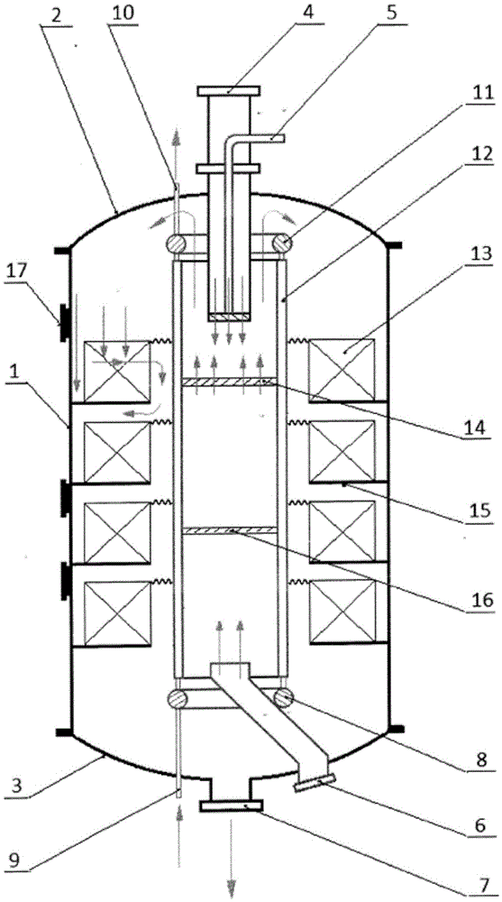 Multi-section indirect heat exchange type radial fixed bed reactor