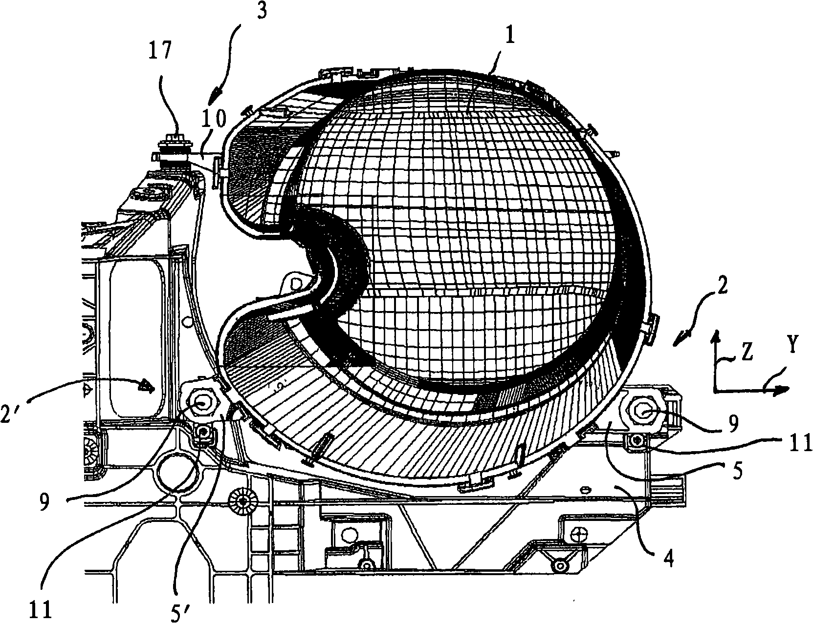 Device for the adjustable fixing of a head lamp