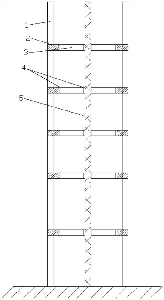 Energy dissipation pier structure and construction method and application thereof