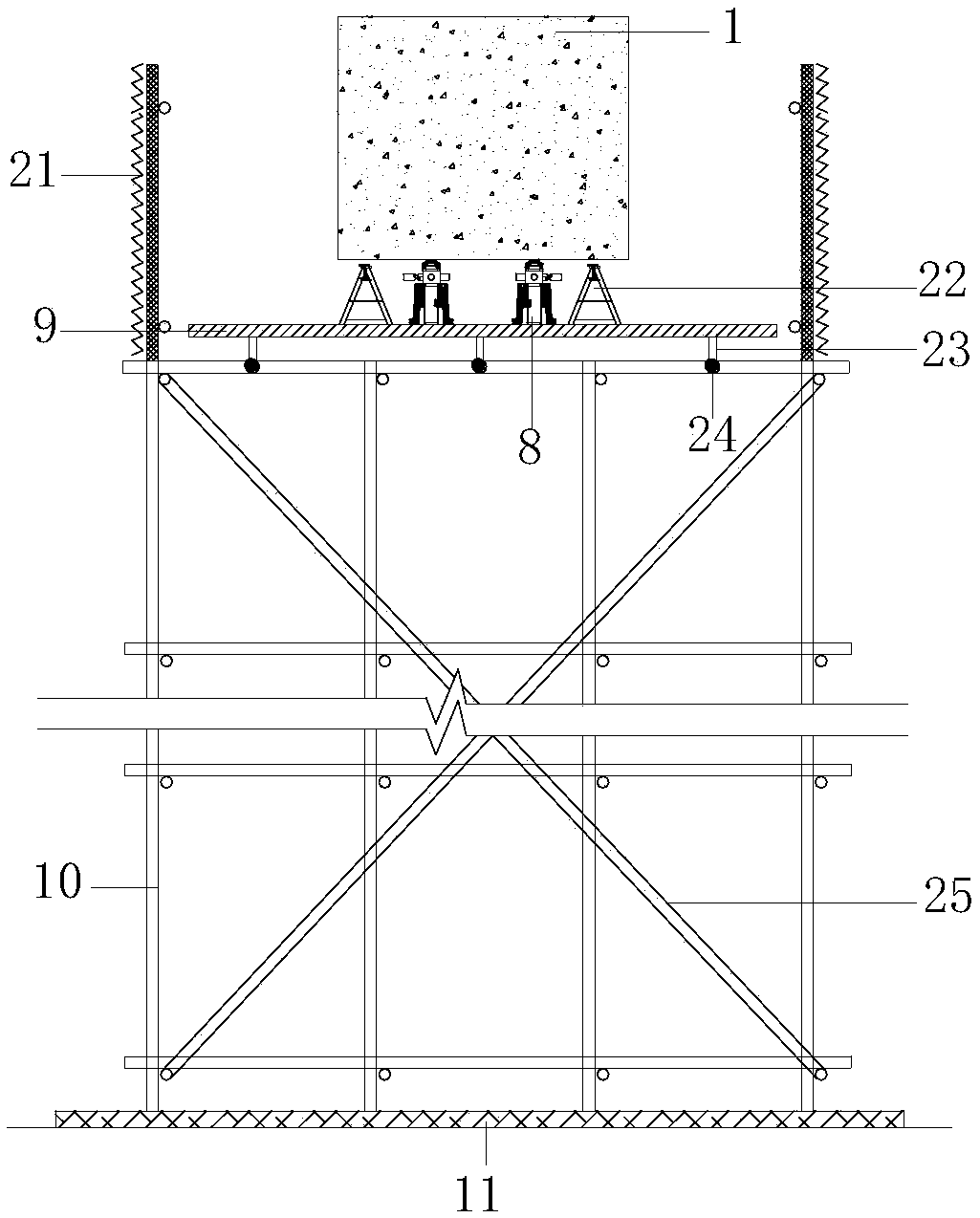 Deep foundation pit support dismounting system and construction method
