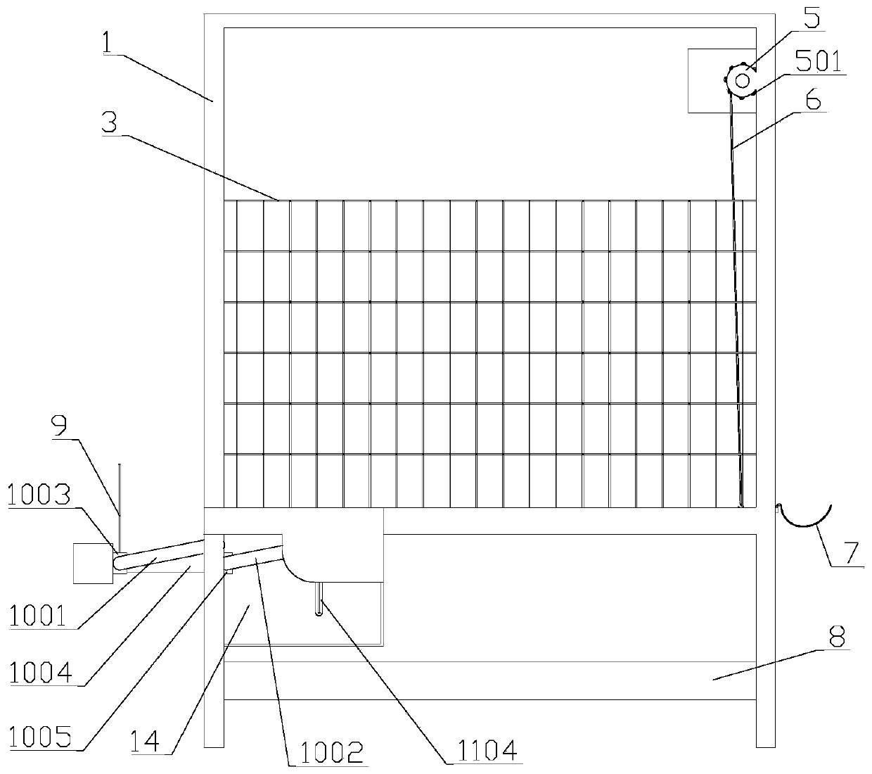 Meat duck breeding cage with duck discharging system