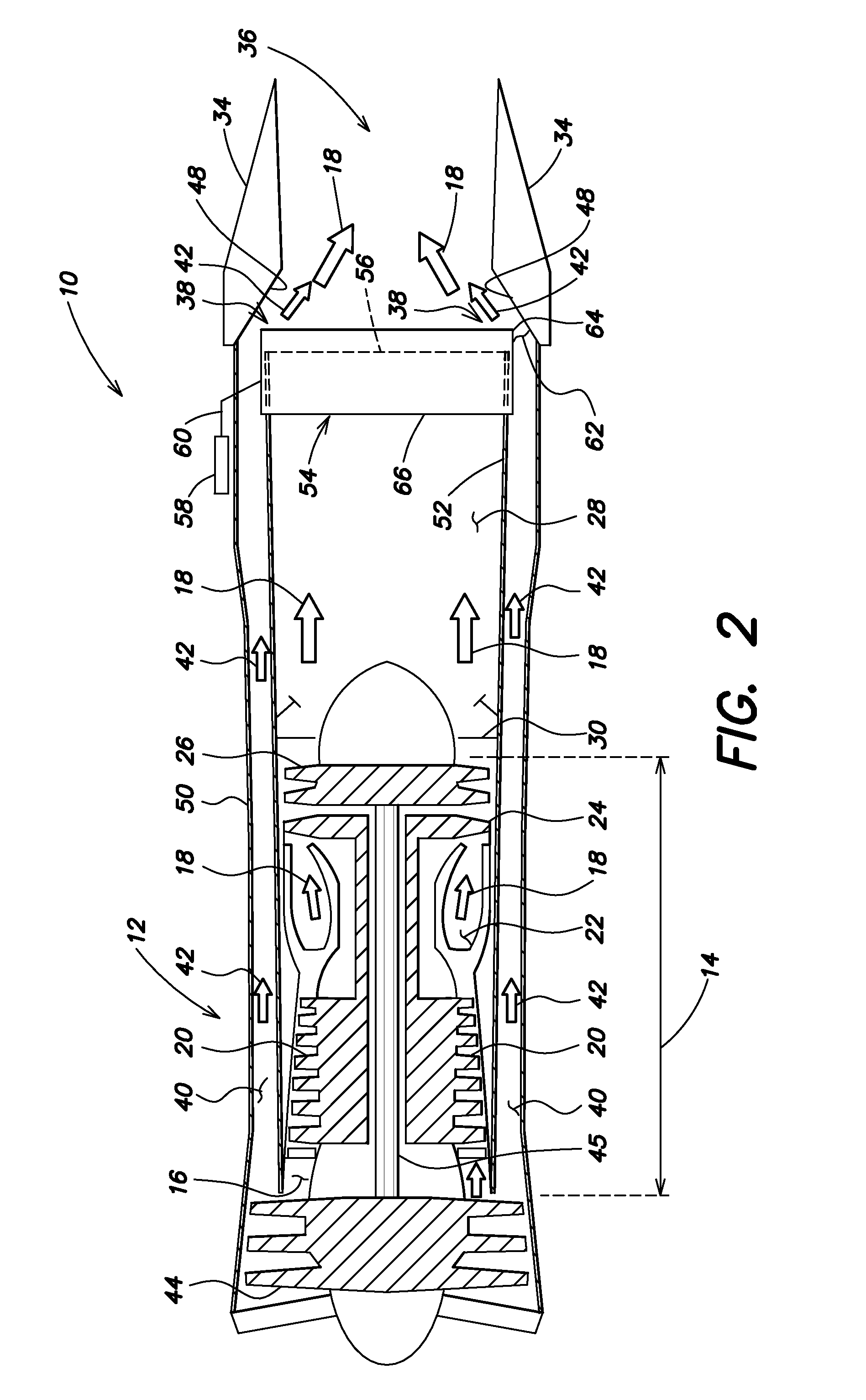 Gas Turbine Engine System for Modulating Flow of Fan By-Pass Air and Core Engine Air