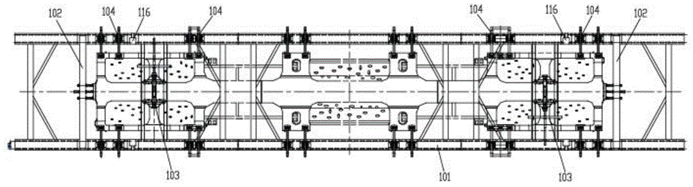 Container flat car lock seat assembly device