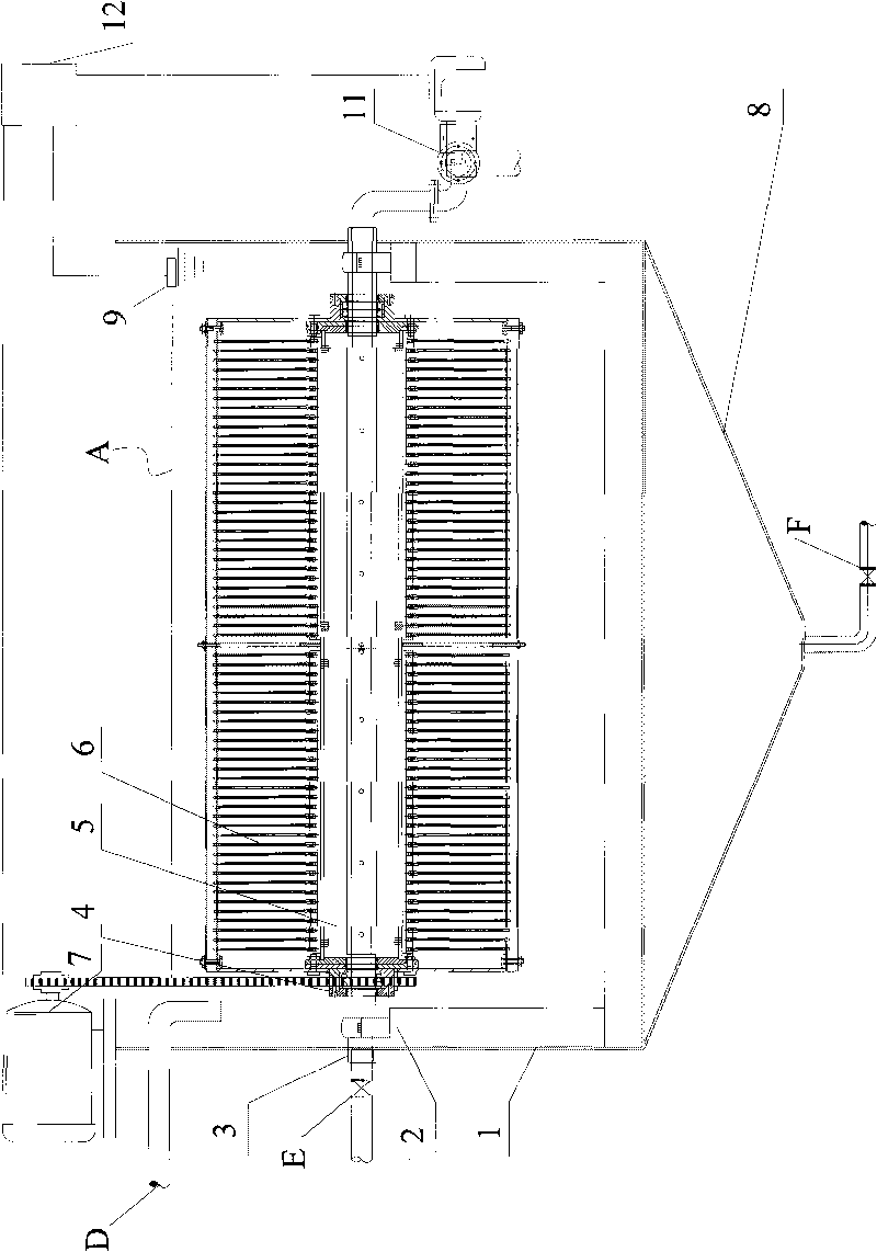 Rotary membrane separation device and application thereof
