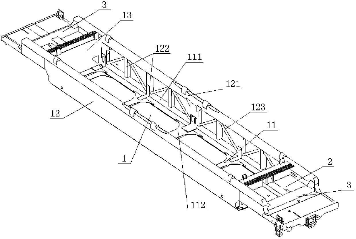 Heavy-load double-layer-loaded container rail wagon